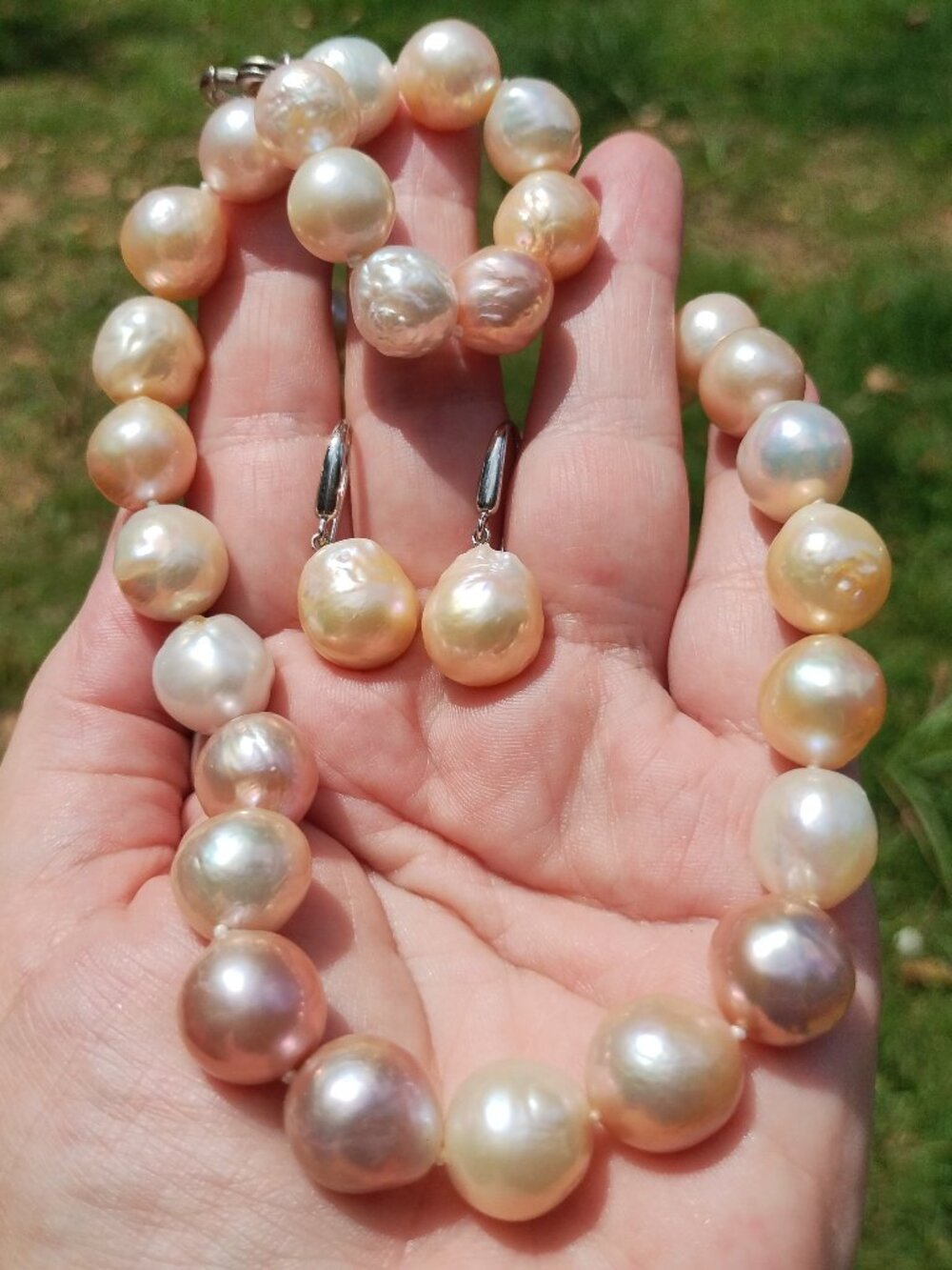 Honora Ming Baroque Pearl Necklace and earrings set 925 Sterling Silver